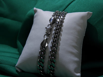 Colier Cuban Link Argintiu | L:51 cm | G:8 mm | Otel Inoxidabil