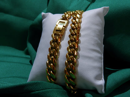 Colier Cuban Link Auriu | L:51 cm | G:10 mm | Otel Inoxidabil
