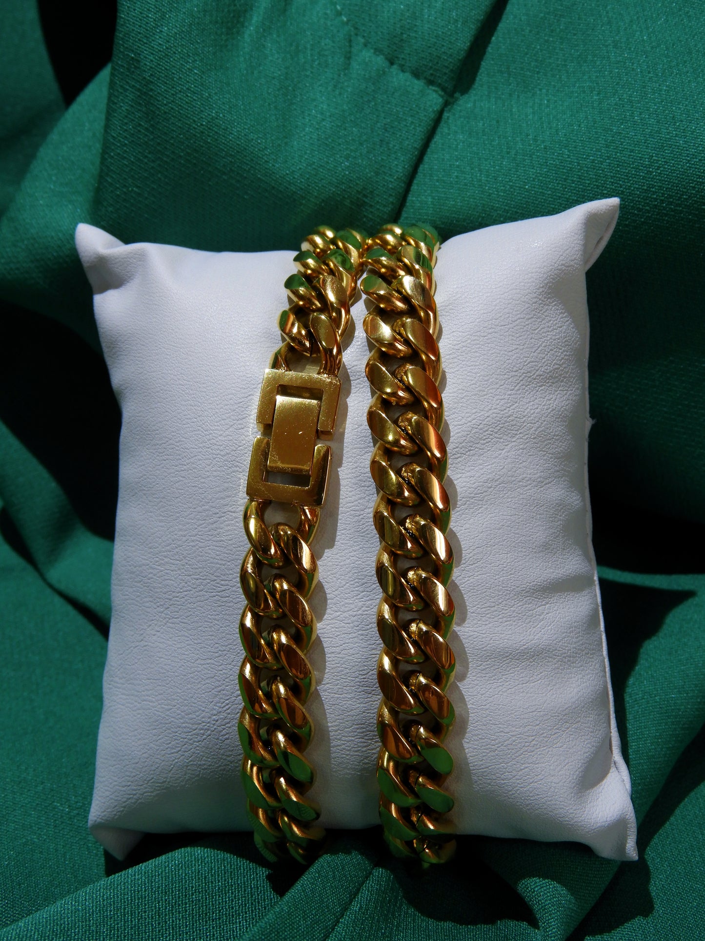 Set Colier & Brățară Cuban Link | L:51 cm & 20cm | G:10mm | Oțel Inoxidabil Auriu