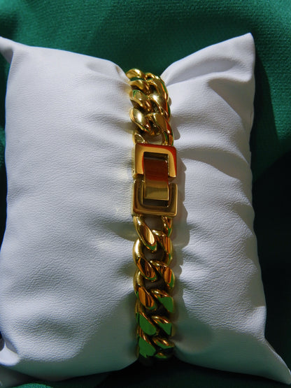 Set Colier & Brățară Cuban Link | L:51 cm & 20cm | G:10mm | Oțel Inoxidabil Auriu