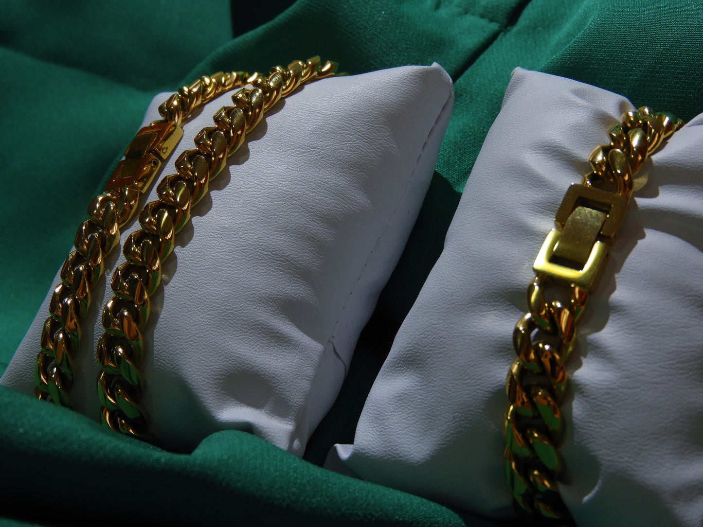 Set Colier & Brățară Cuban Link | L:51 cm & 20cm | G:10mm | Oțel Inoxidabil Auriu