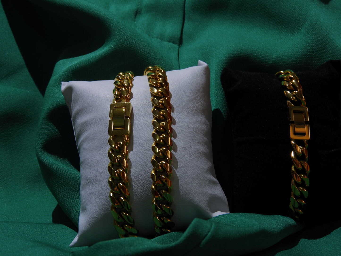 Set Colier & Brățară Cuban Link | L:51 cm & 20cm | G:10mm | Oțel Inoxidabil Auriu