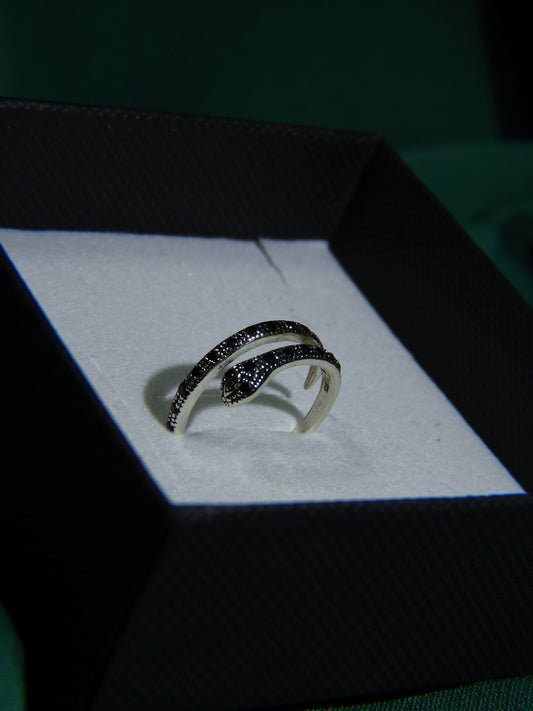 Inel Argint 925 Serpent Noir | BRILLORYA |