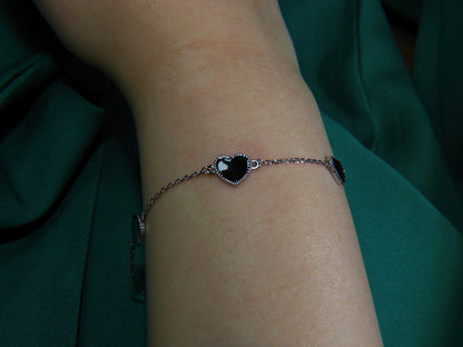Bratara din Argint 925 Black Hearts | BRILLORYA |